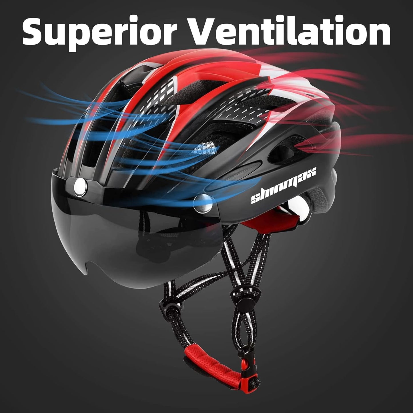 Bike Helmet, CPSC/CPC Certificated Bicycle Helmet with Detachable Magnetic Goggles&Led Back Light&Portable Backpack Cycling Helmet Adjustable Mountain Bike Helmet for Adult Men Women SM-T69