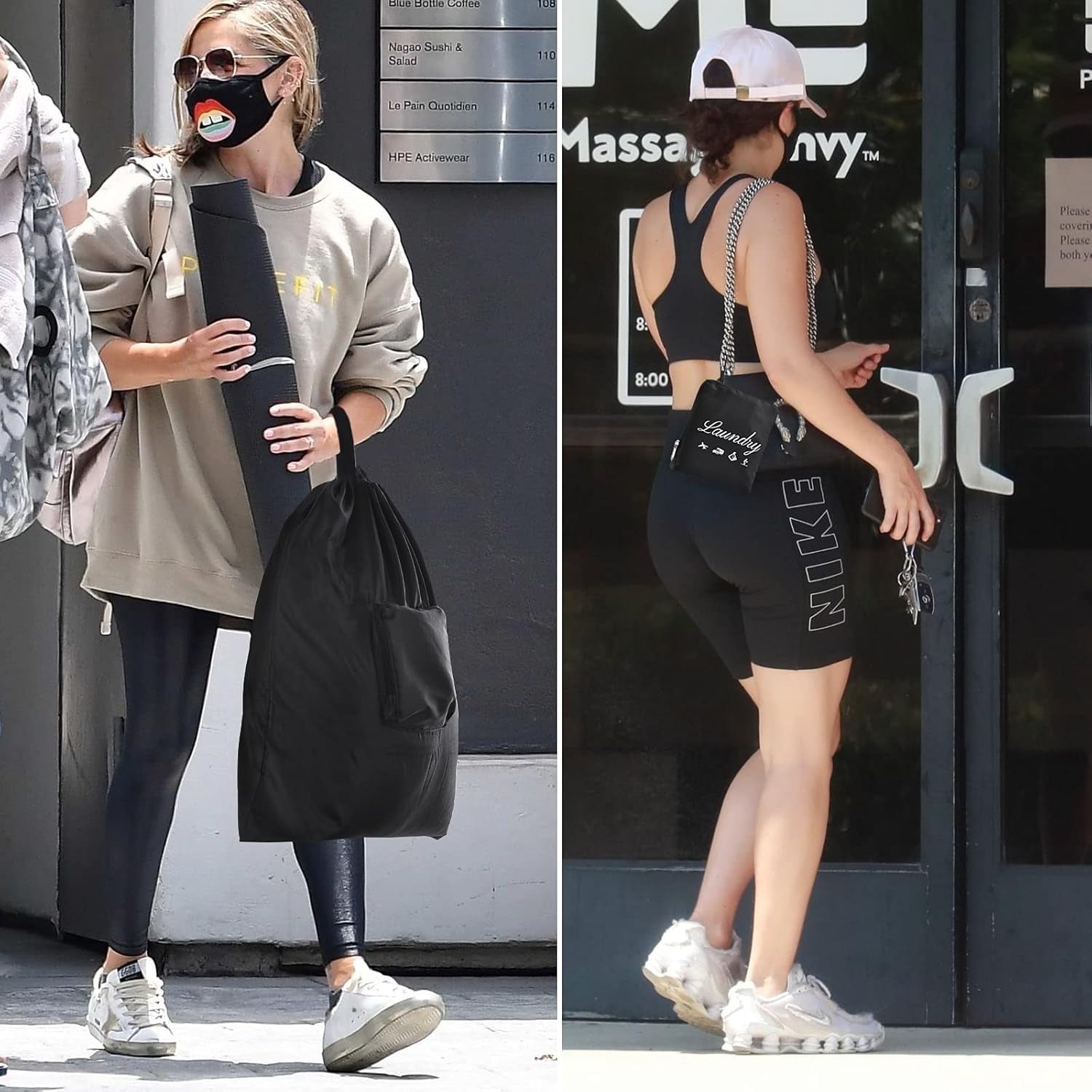 2 Pcs Travel Laundry Bag,  Dirty Clothes Bag 【Upgraded】 with Handles and Aluminum Carabiner, Collapsible Laundry Bag for Travel, Camp, Fitness, and Students（Black） 24"L X 21"W