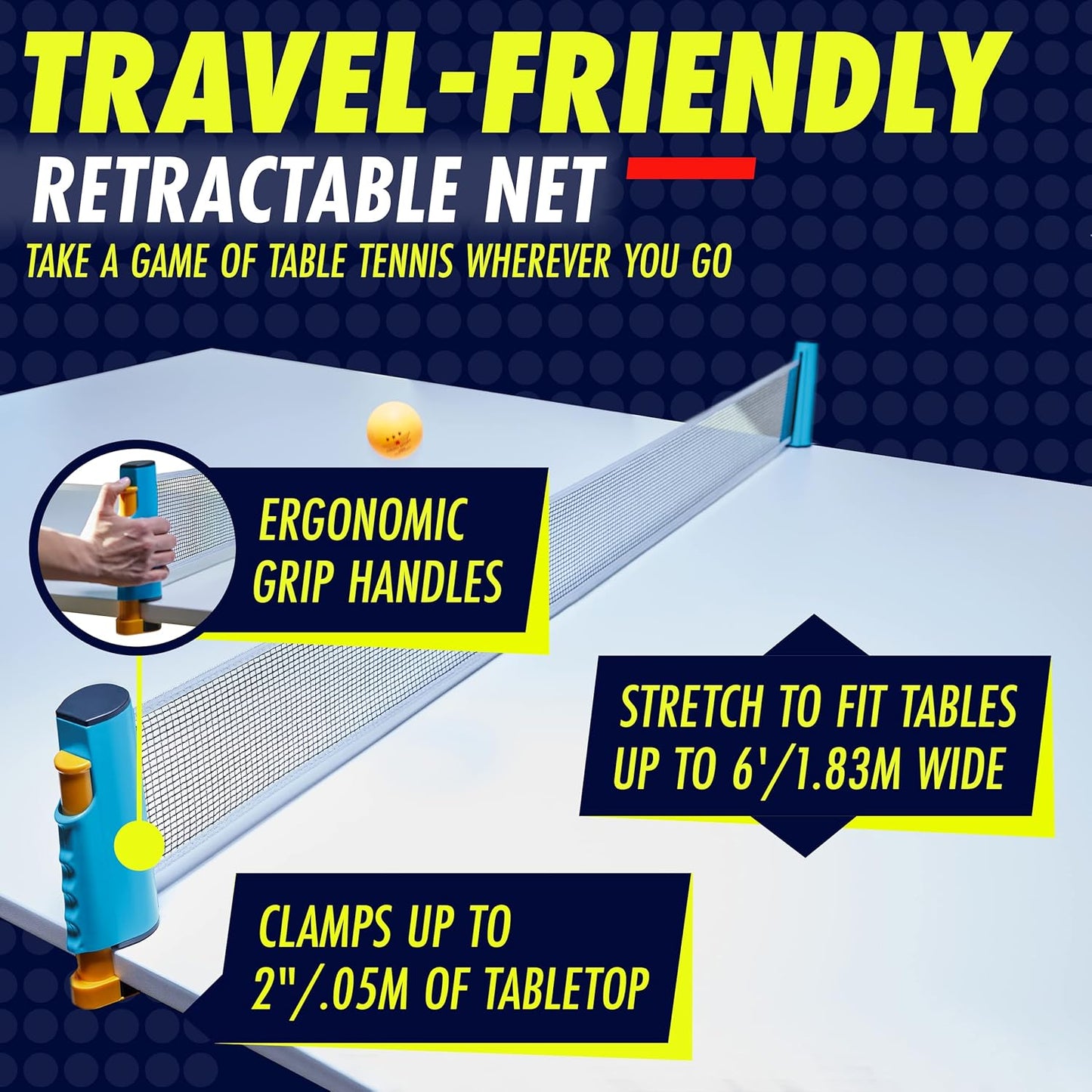 Ping Pong Paddles Set - Table Tennis Rackets and Balls, Retractable Net with Posts and Storage Case - Pingpong Paddle and Game Table Accessories