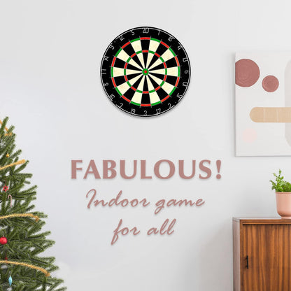 Sisal/Bristle Dartboard with Staple-Free Bullseye 17.8" X1.5 and 12 Stainless Steel Tip Darts 18G, Dartboard Mounting Kits Included