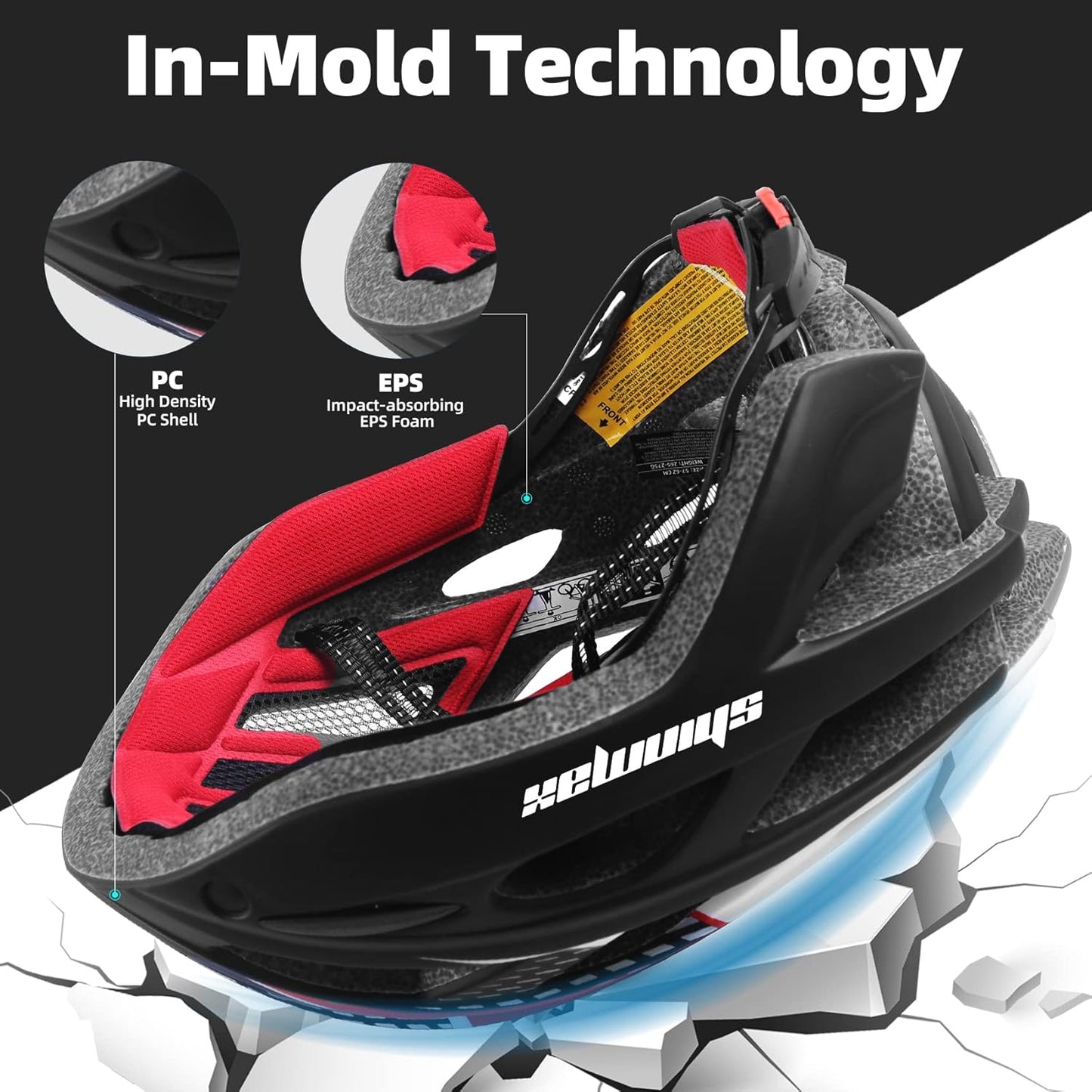 Bike Helmet, CPSC/CPC Certificated Bicycle Helmet with Detachable Magnetic Goggles&Led Back Light&Portable Backpack Cycling Helmet Adjustable Mountain Bike Helmet for Adult Men Women SM-T69