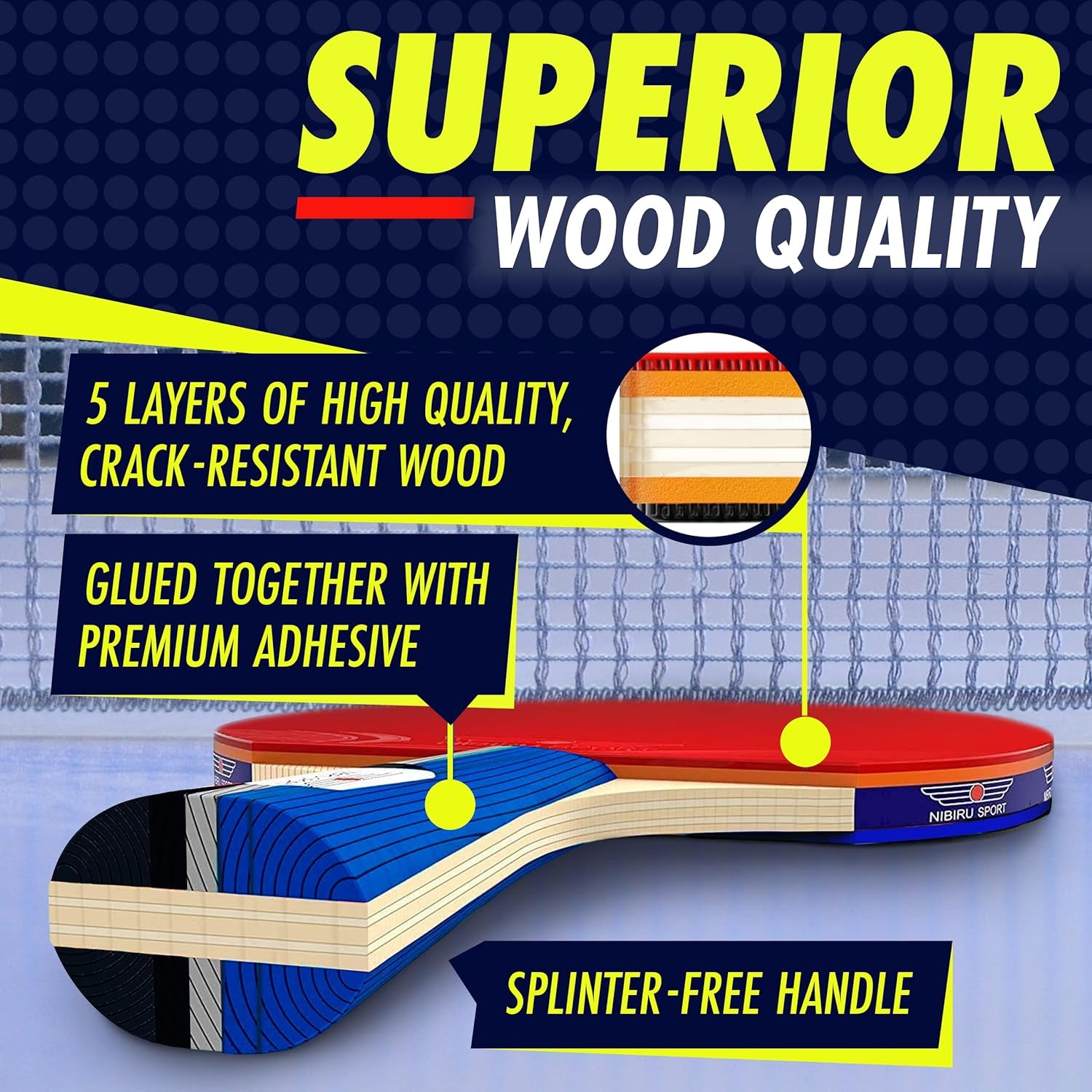 Ping Pong Paddles Set - Table Tennis Rackets and Balls, Retractable Net with Posts and Storage Case - Pingpong Paddle and Game Table Accessories