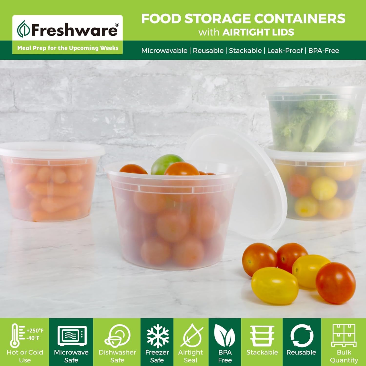 Food Storage Containers [240 Set] 16 Oz Plastic Deli Containers with Lids, Slime, Soup, Meal Prep Containers | BPA Free | Stackable | Leakproof | Microwave/Dishwasher/Freezer Safe