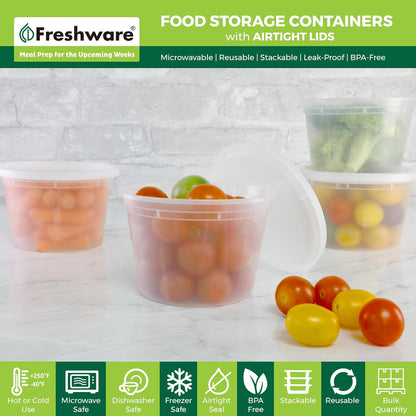 Food Storage Containers [240 Set] 16 Oz Plastic Deli Containers with Lids, Slime, Soup, Meal Prep Containers | BPA Free | Stackable | Leakproof | Microwave/Dishwasher/Freezer Safe